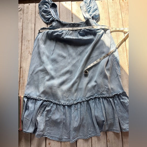 She + Sky | Chambray Ruffle Dress | Light Distressing | L 👗✨ - Picture 12 of 12